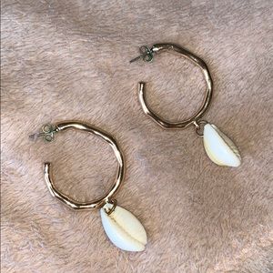 Gold hoops with seashells